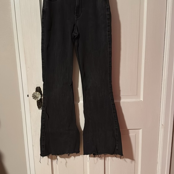 Hollister High Rise Flare Faded Black Denim Jeans Raw Hem 5 R 27 waist 31 Length - Picture 5 of 12